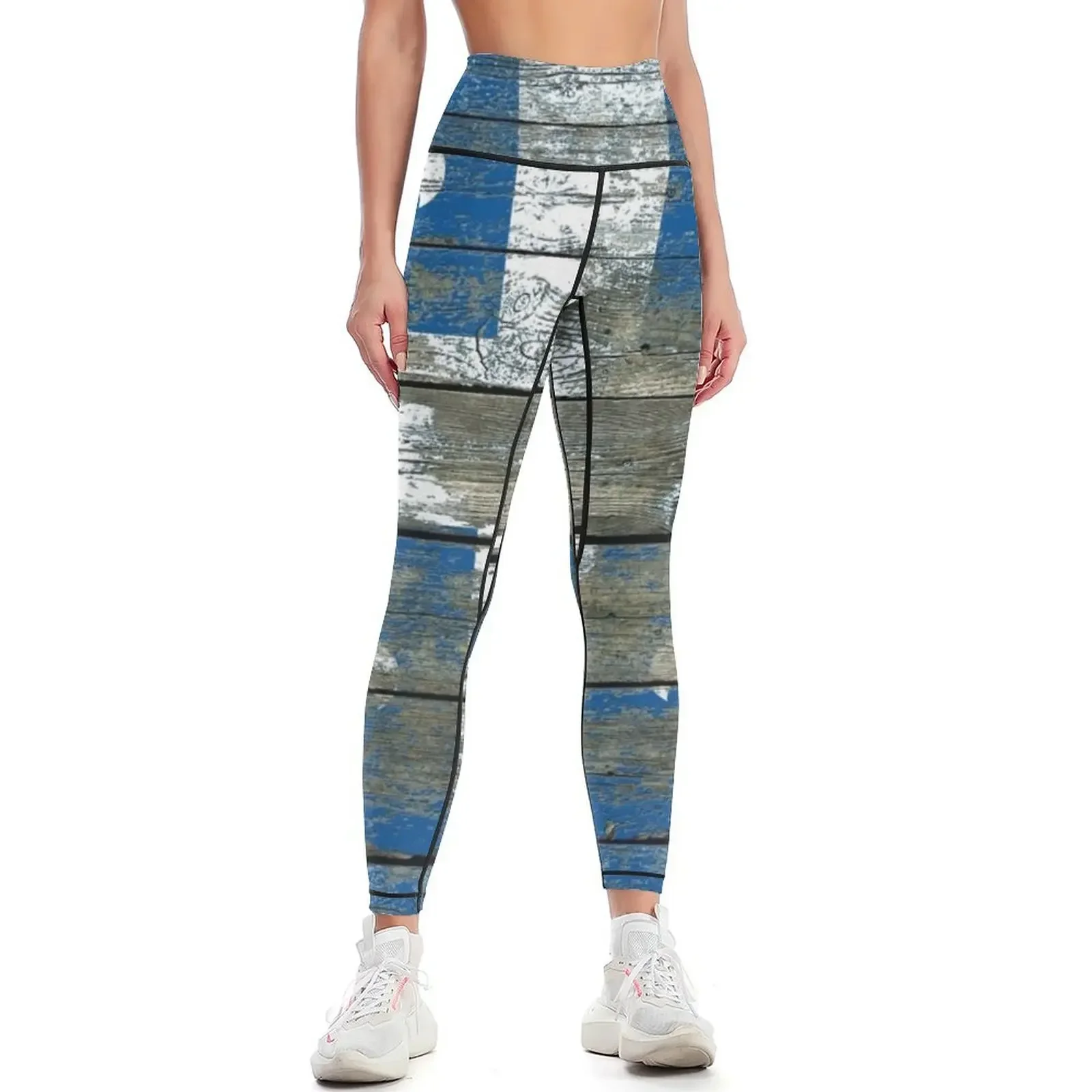 

Flag of Quebec on Rough Wood Boards Effect Leggings sport pants Women's sports sports for Womens Leggings