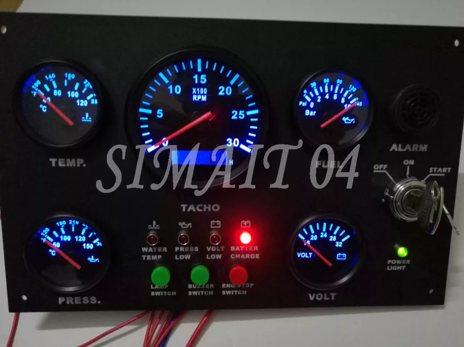 Diesel Engine Instrument Cluster Assembly | Universal for Generators, Marine & Vehicles w/ Matching Sensors 12V~24V