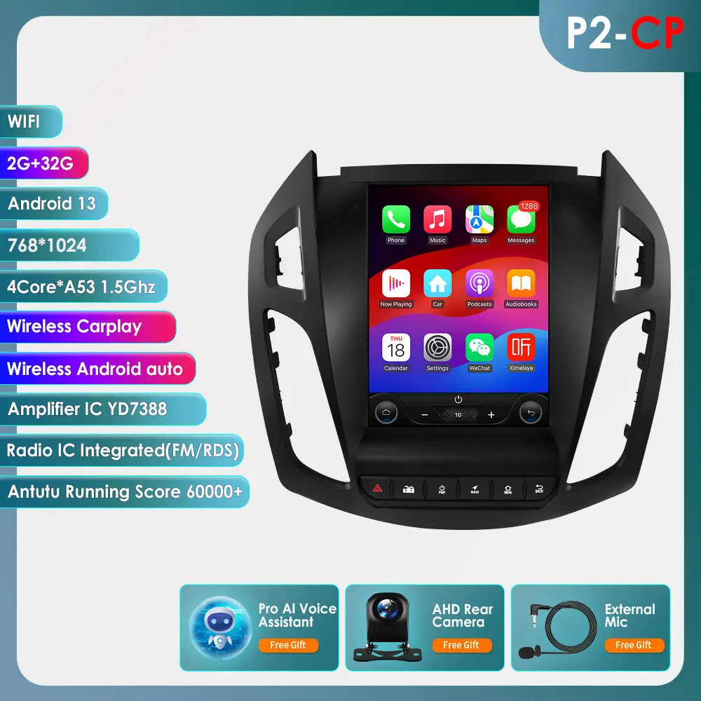 9.7 Inch Android Autoradio voor Ford Transit Tourneo Connect 2013-2018 Auto Audio GPS Carplay Android Auto multimedia Speler WIFI
