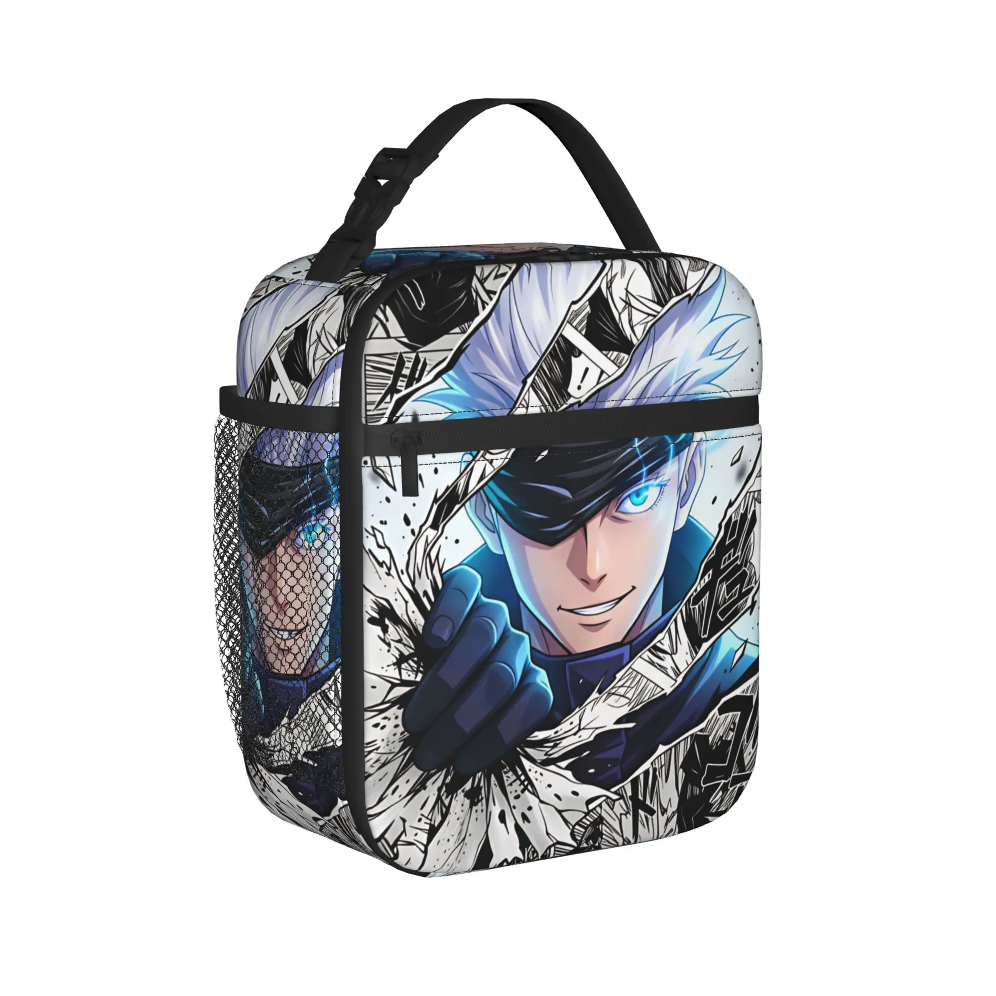 Satoru Gojo Comic Animation Lunch Bag  Portable Lunch Box Child Outdoor Picnic Graphic Cooler Bag Casual Oxford Tote Food Bags
