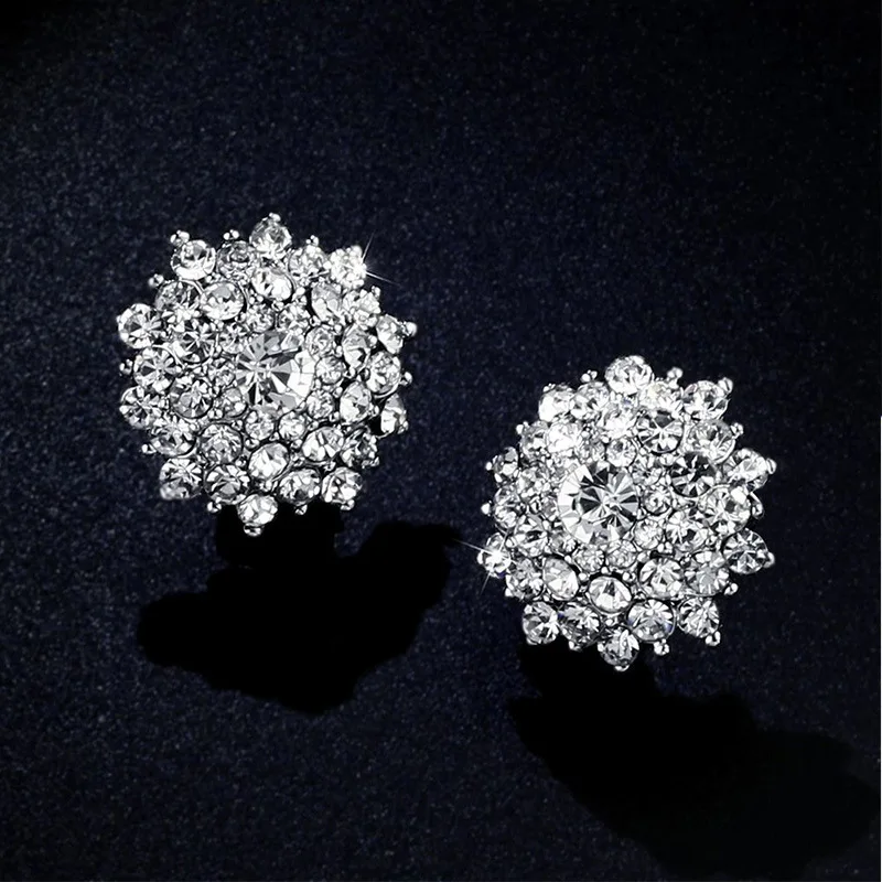 

New Fashion Snowflake Big Earrings Luxury shiny Rhinestone Crystal Stud Earrings For Women Inlaid Wedding Jewelry Gifts