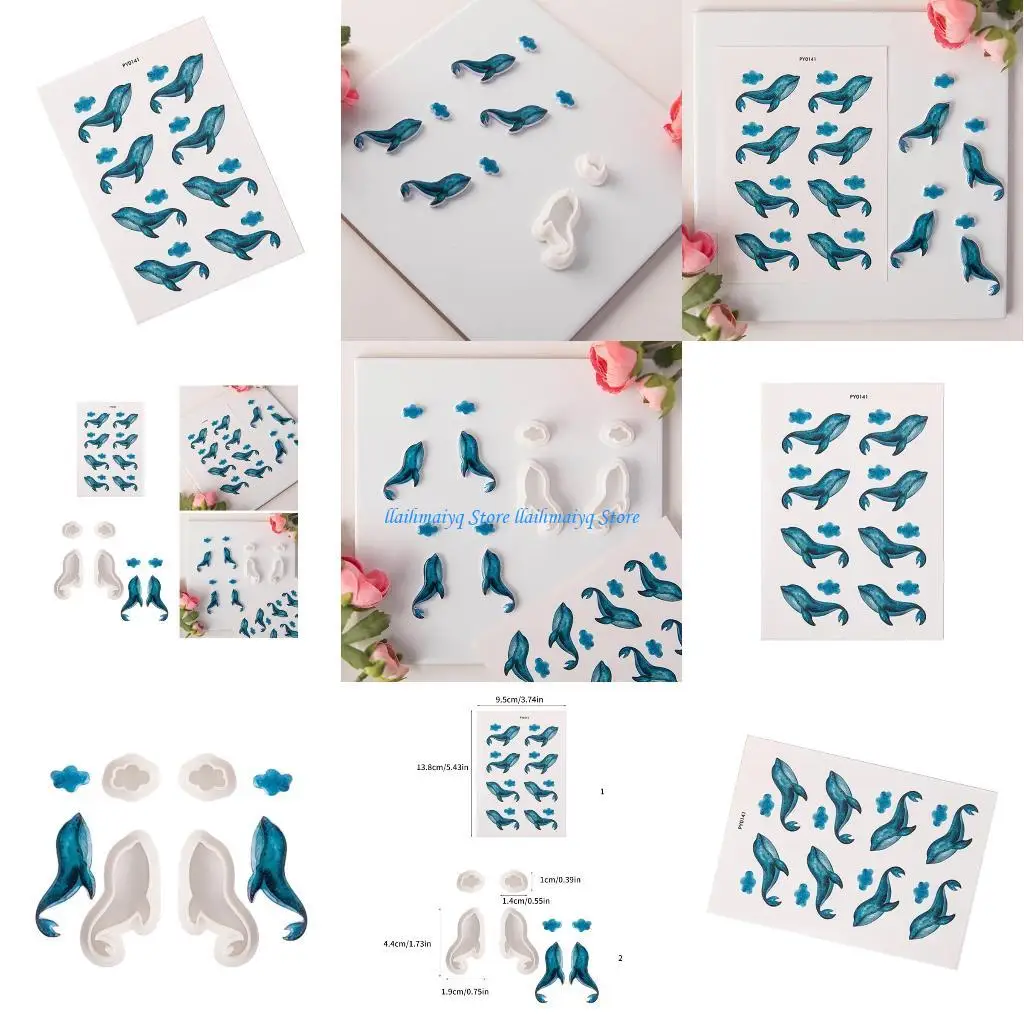 

573B Handcraft Whale Charm for Bracelets and Necklaces Charm Mold/Water Slide Decals