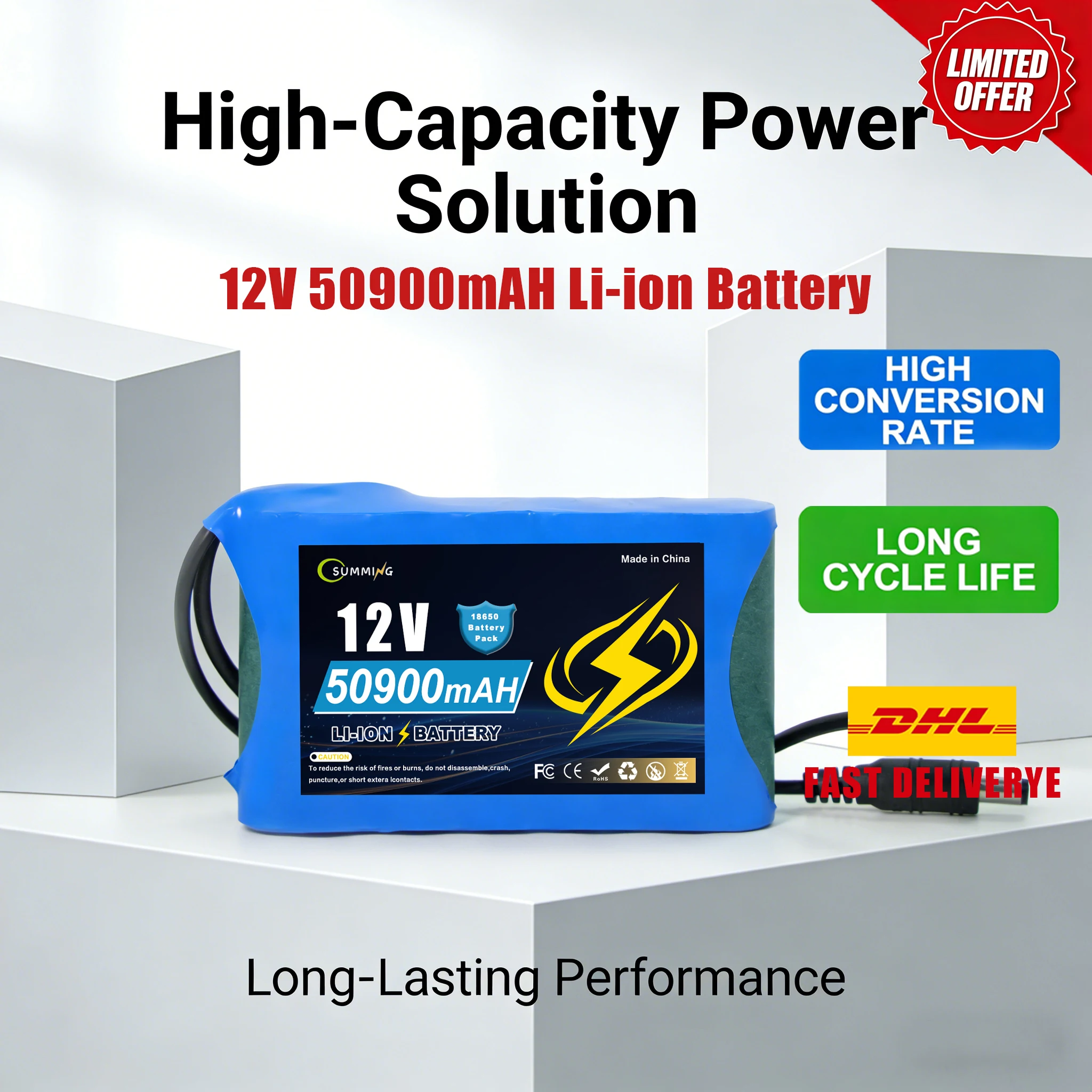 

Литий-полимерный аккумулятор 12В 50.9Ач Аккумулятор 12.6V 50900mAh 100% новый для радиоуправляемого дрона Набор Power Super Rechargeable + зарядное устройство