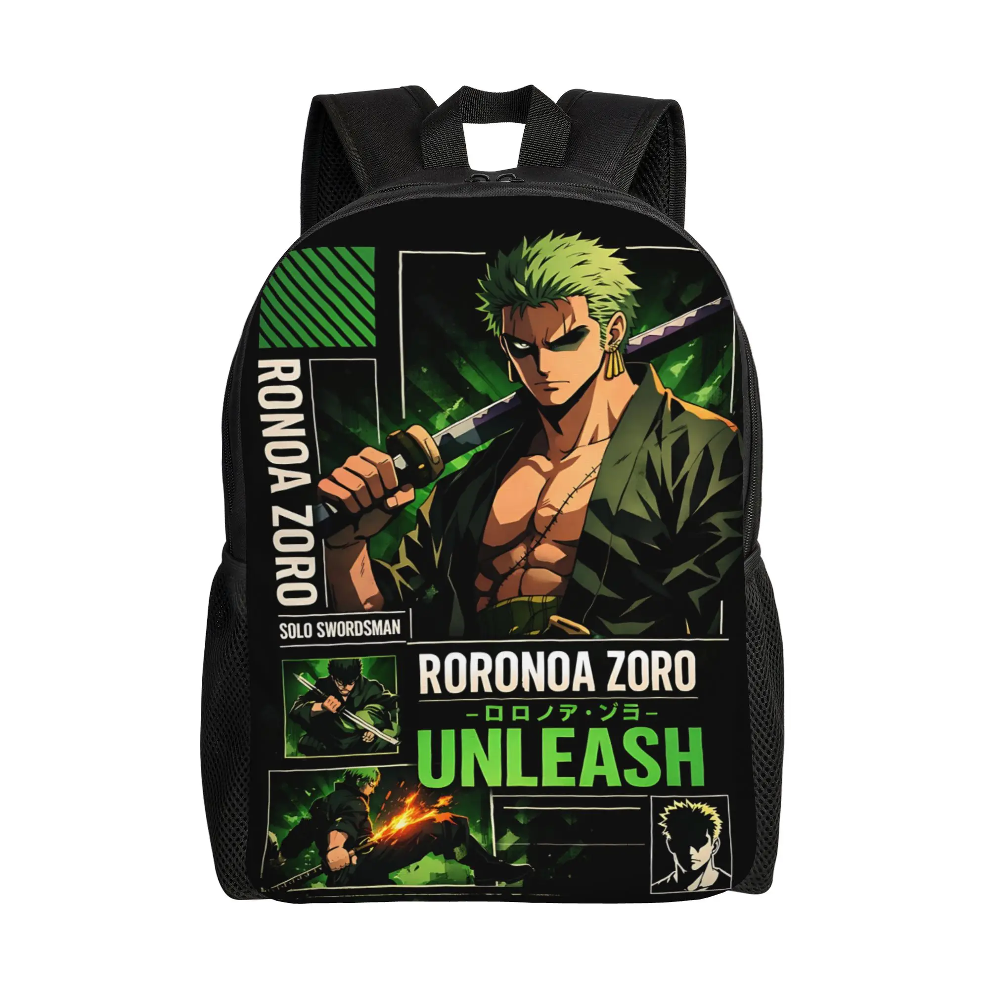 

fashion backpacks One Piece Anime Zoro Daypack ita bag mochila Vintage For Work Office Retro Washable Rucksack