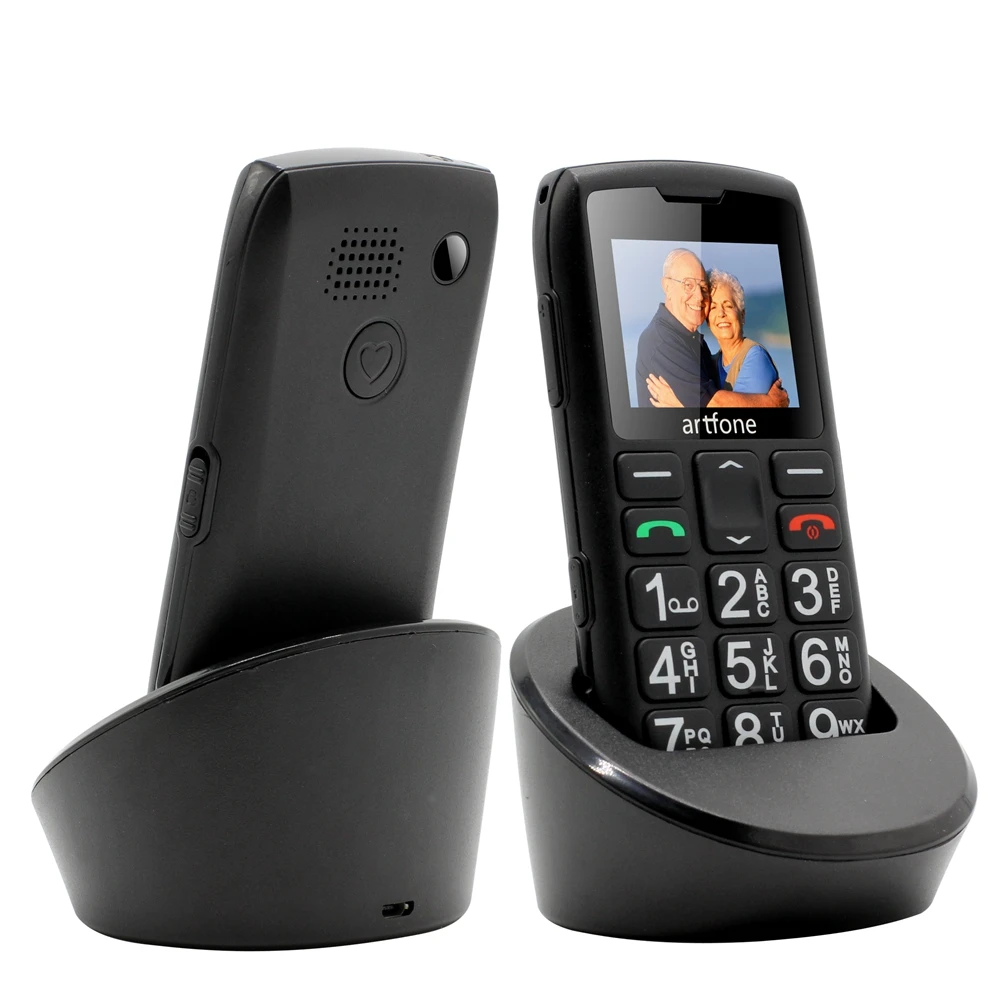 LTE 4G Senior Mobile Phone Artfone C1+ With Charging Dock Big Keypad For Elderly Single Sim One Key SOS FM 1400mAh Bar CellPhone