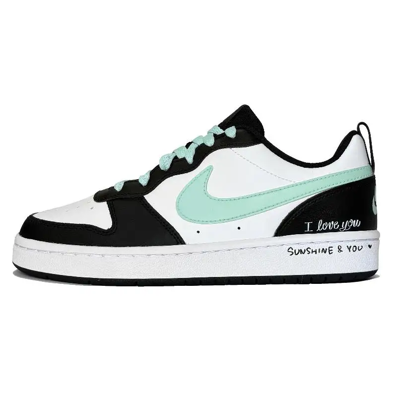 

【Customize】Nike Court Borough Skateboarding Shoes Women's Low-top Black/Blue/White Sneakers shoes BQ5448-115