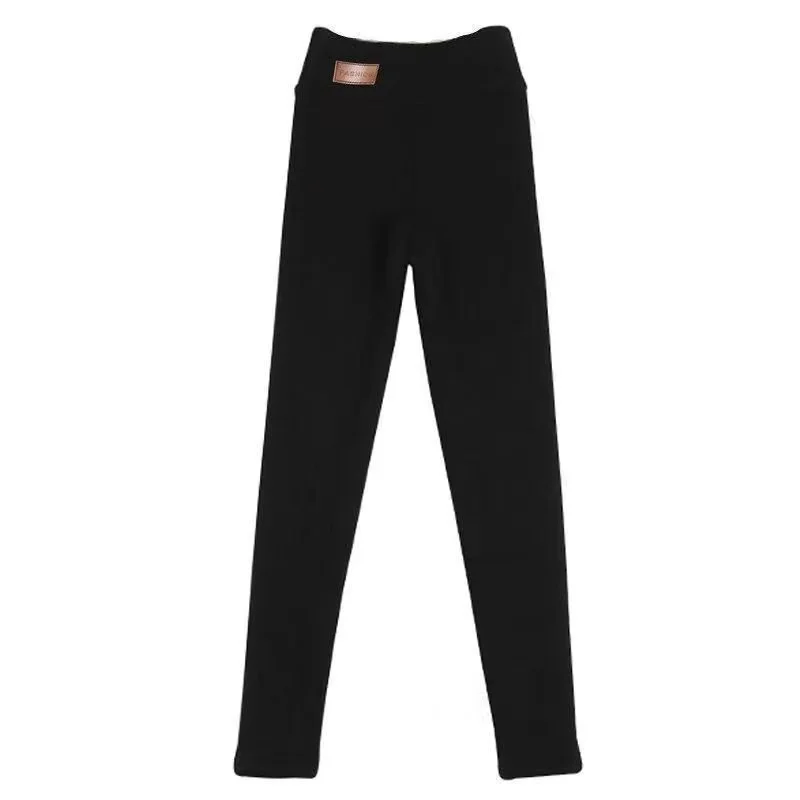 Ultra thick imitation lamb cashmere artificial velvet leggings, winter plush thickened high waisted long pants, warm pants