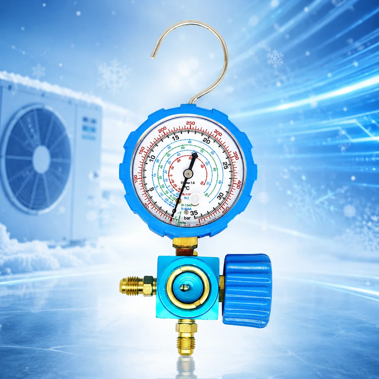 R410a 800/500psi Kältemittel verteiler Manometer ventil Druck anzeige Klimaanlagen werkzeug mit visuellem für r12 r502 r22 r410a – Detail 3