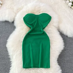 Off Shouler Strapless Tube Top Dress Sexy Bodycon Dresses Party Club Elegant Robe Birthday Vintage Slim Women Clothes Harajuku