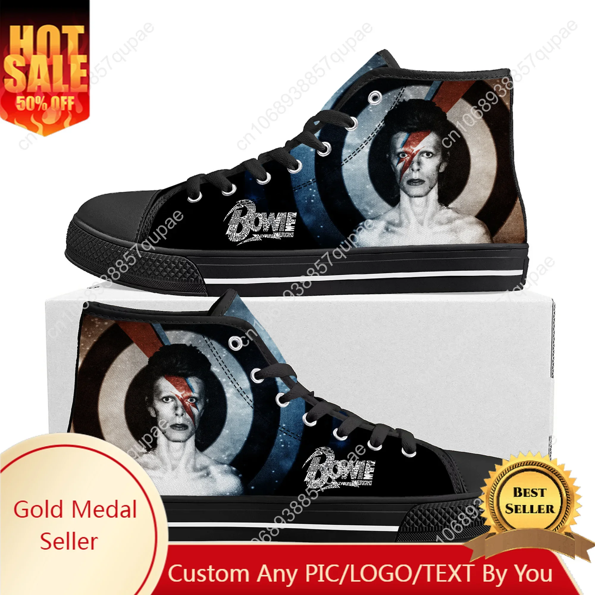 D-Davids Rock Star High Top Sneakers Mens Womens Teenager High Quality B-Bowies Canvas Sneaker Casual Couple Shoes Custom Shoe