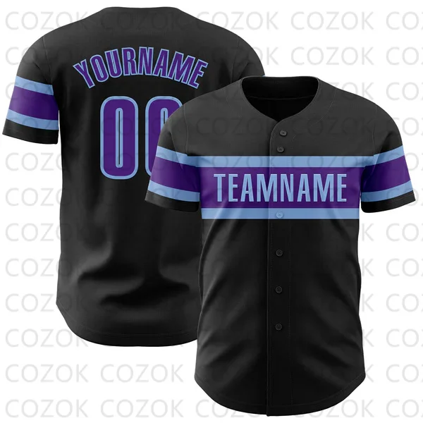 Custom Black Purple Transverse Line Series Baseball Jersey Men Women Shirt 3D Printed Shirt Team Shirts Hip Hop Unisex Tops