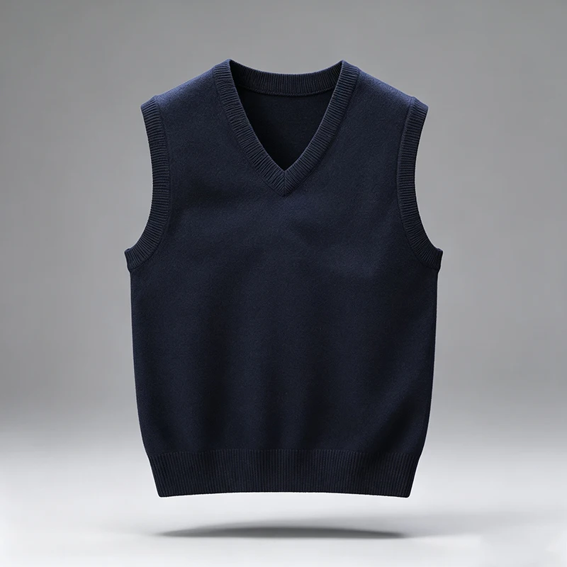 Herren V-Ausschnitt Strickweste, einfarbig, ärmellos, Pullover, schmal geschnitten, weich, warm, Strickweste, Basic, lässig, für den Alltag, Herren-Sweaterweste – Detail 15