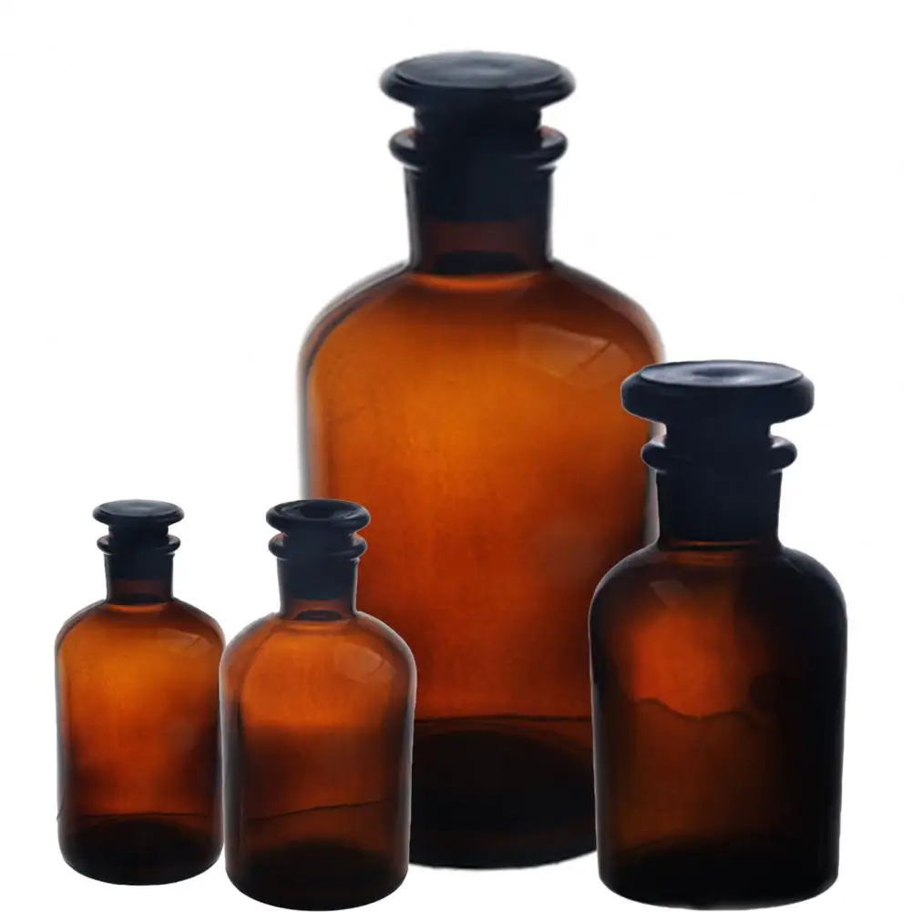 30/60/125/250/500ml Reagent Jar Leak-Resistant Clear Small Reagent Bottles with Caps Reagent Bottle Glass Laboratory Bottle