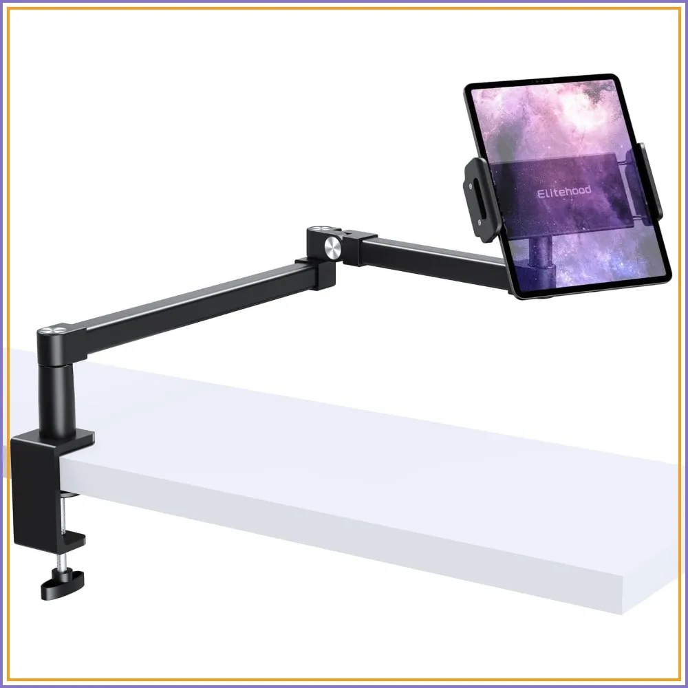 

28in Long Arm iPad Desk Mount, Heavy Duty Aluminum Tablet Arm Mount for Desk Bed Sofa, Compatible with iPad Pro 12.9/13, Air, Mini, iPhone, Portable Monitor & 4.7-13in Tablets