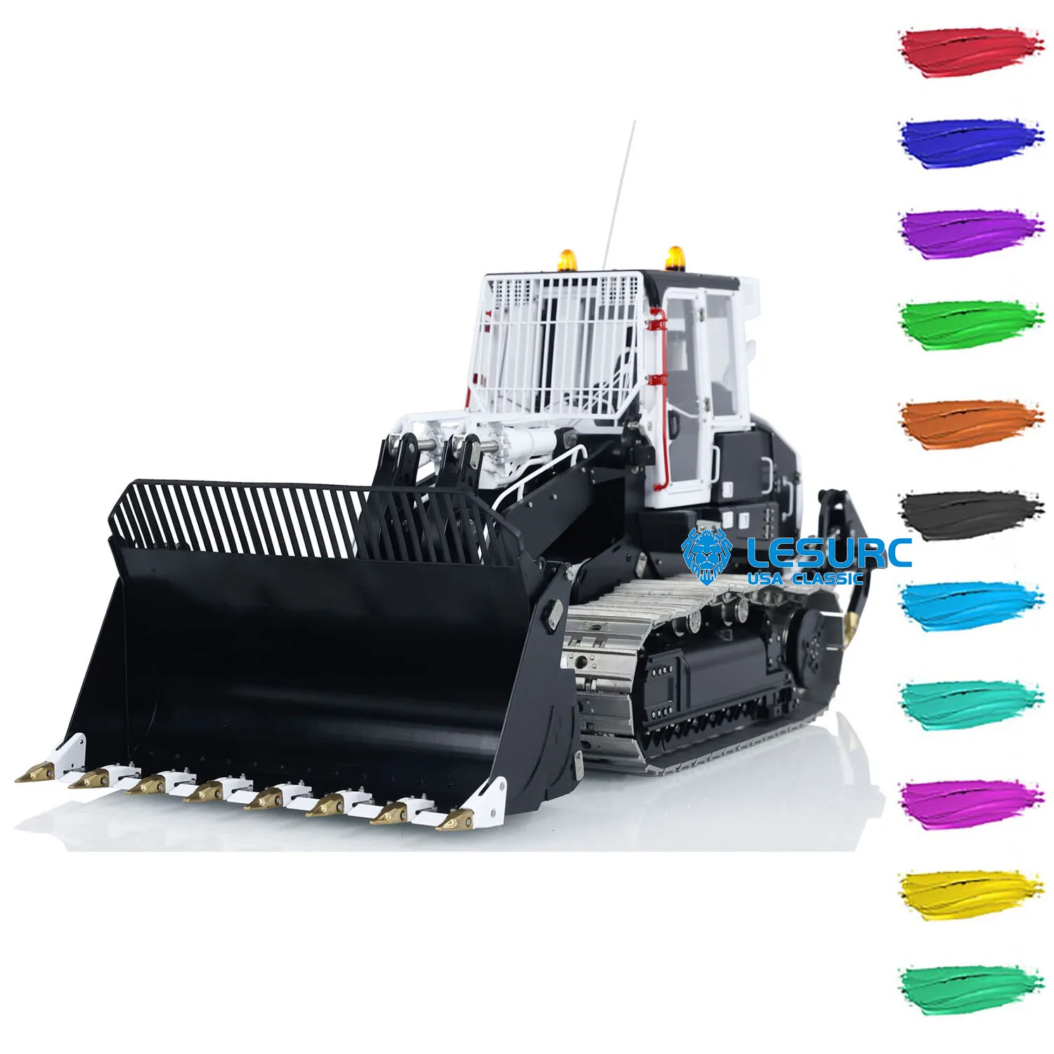 LESU 1/14 973K RC Hydraulic Loader Upgrade Tracked Car Openable Bucket Rear Plow Sound Light System Remote Control Vehicle Gift