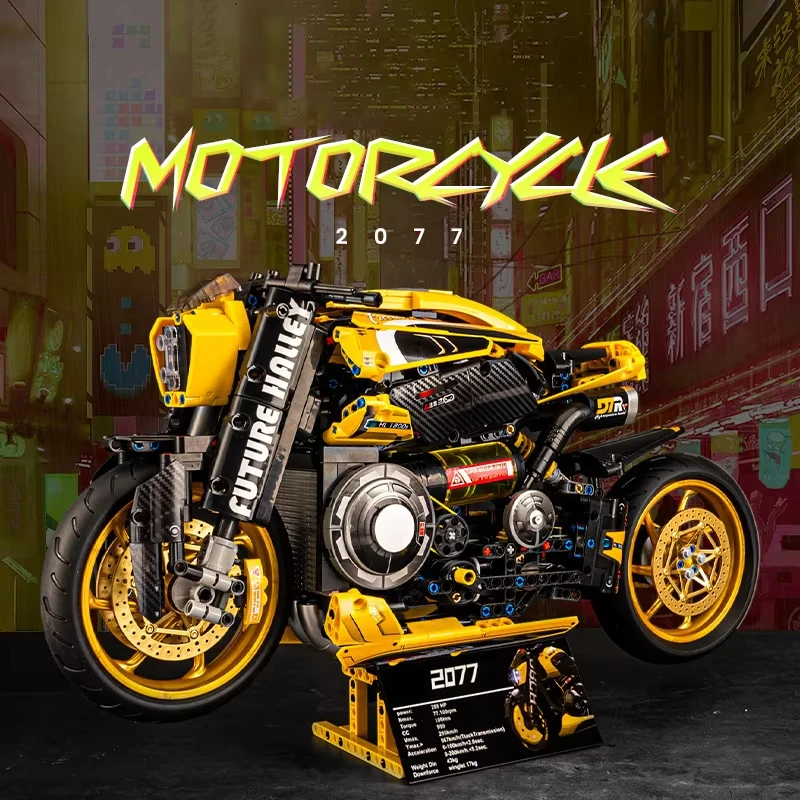 1981PCS Technical Cyberpunk Motorcycle Building Blocks City Motorbike Speed Car Bricks Model Kits Moto Toys for Kid Xmas Gift