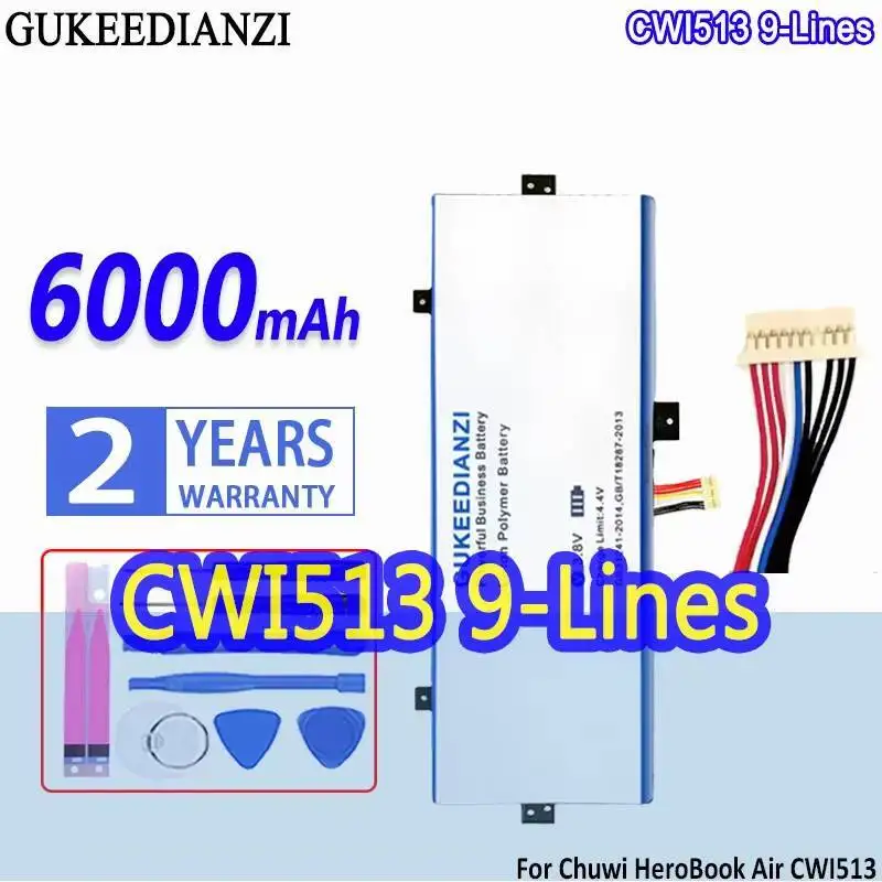 

Аккумулятор 6000 мАч для Chuwi Herobook Air CWI513 MB2455012 NV-3492107-2S 3791229C H-3585229P 11,6-дюймовый ноутбук 10-контактный 9-линейный