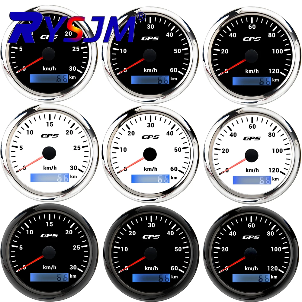 85MM GPS Speedometer Gauge 7 Color Backlight 30KMH-200KMH GPS Speedometer with Antenna or 85mm Holde for Car Boat