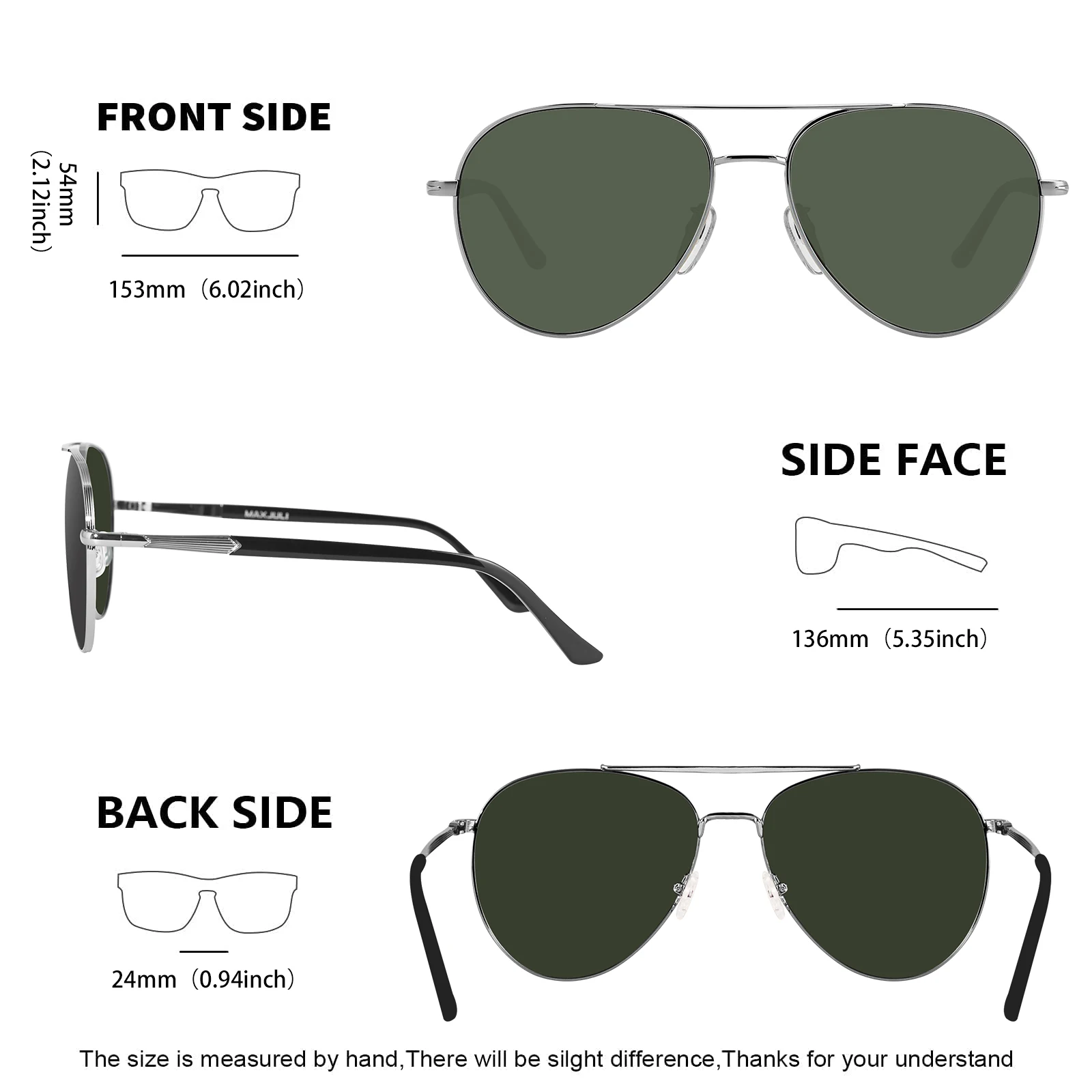 MAXJULI Polarized Sunglasses for Men XL Size Large Big Wide Heads Metal Glasses lentes de sol para hombre gafas de so 8217