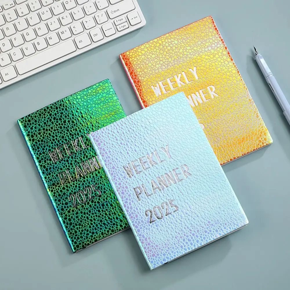 Bling 2025 Schedule Planner Notepad Colorful English Efficiency Plan Notebook 12 Months Taking Notes A5 Leather Calendar