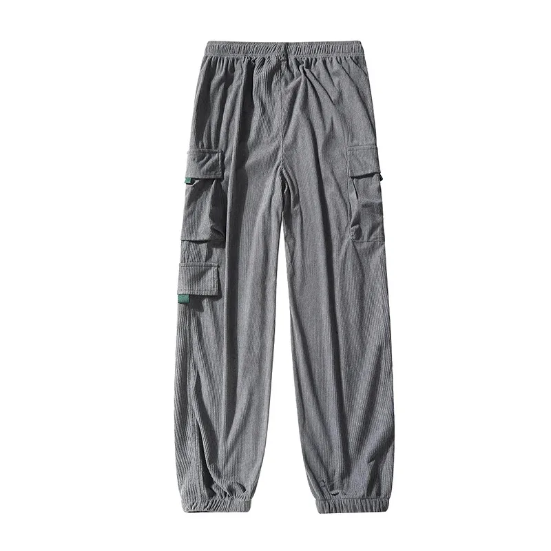 الخريف والشتاء العلامة التجارية العصرية فضفاضة بلون ملابس العمل غير رسمية السراويل للرجال نمط هونج كونج رياضي أسفل السراويل للرجال