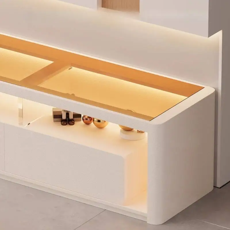 تخزين الضوء الأبيض خزانة التلفزيون أدراج تصميم شقق فاخرة خزانة التلفزيون الحديثة الشمال فريدة من نوعها Fernsehr Schrank أثاث المنزل