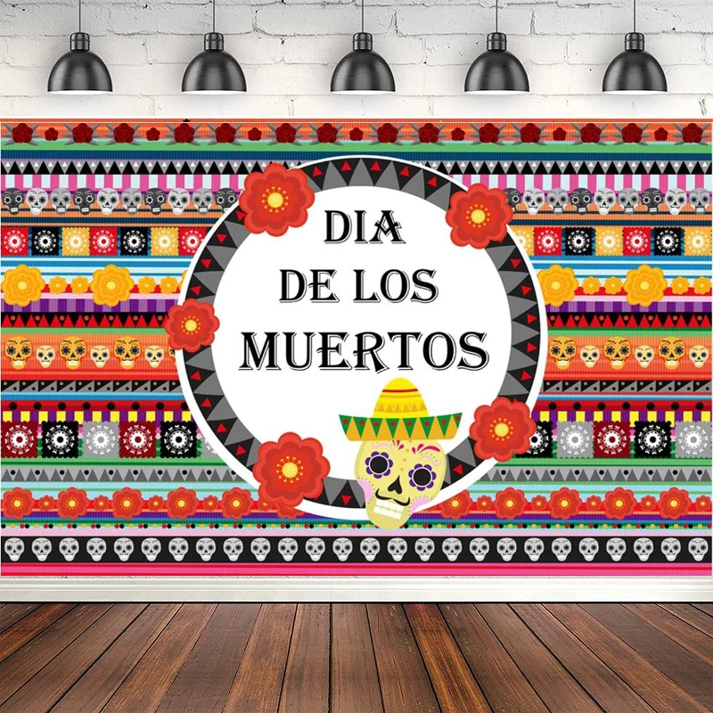 Mexican Fiesta Theme Photography Backdrop Dia DE Los Muertos Dress-up Party Decorations Photo Background For Banner Poster