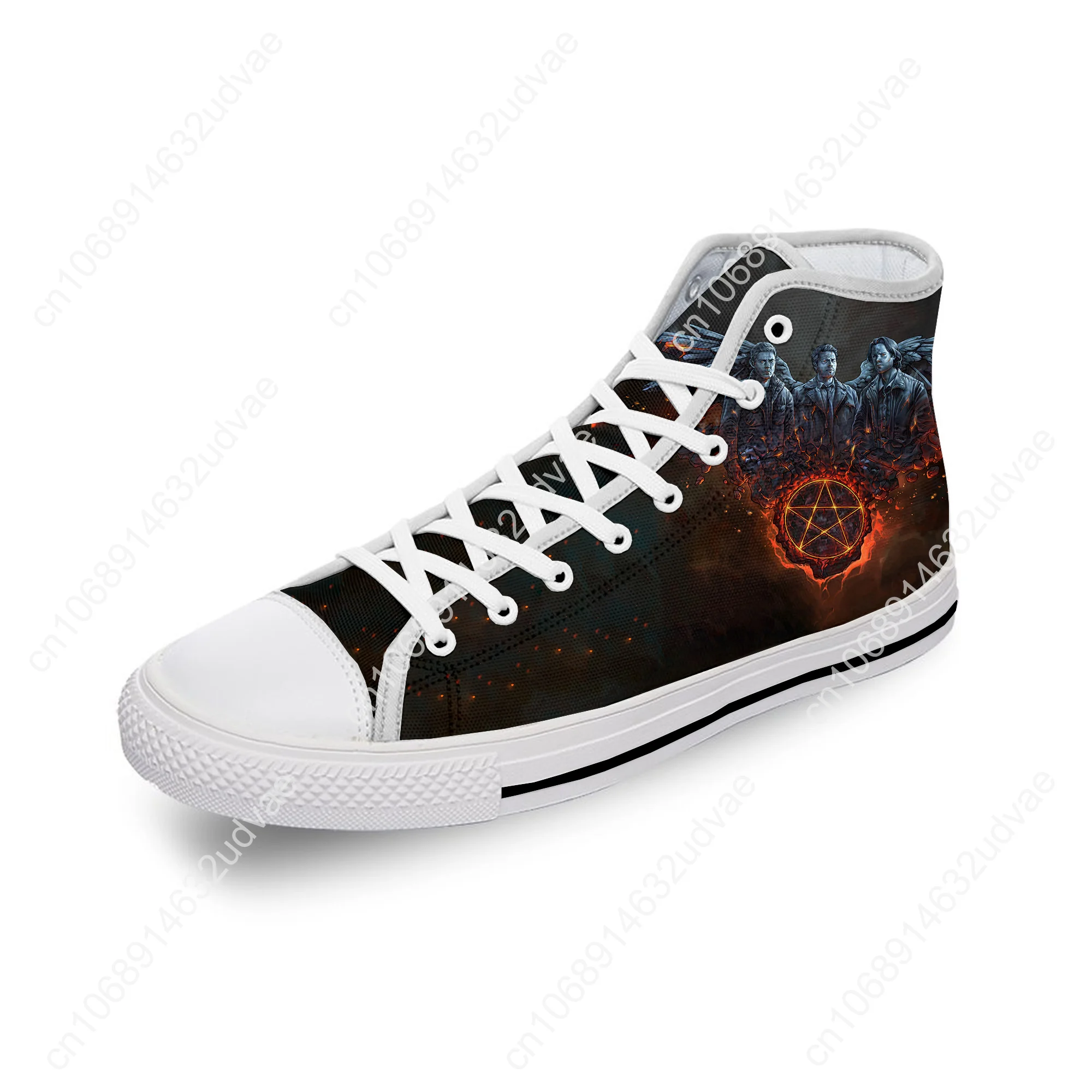 Supernatural Winchester Bros White Cloth Fashion 3D Print High Top Canvas Shoes Men Women Lightweight Breathable Sneakers