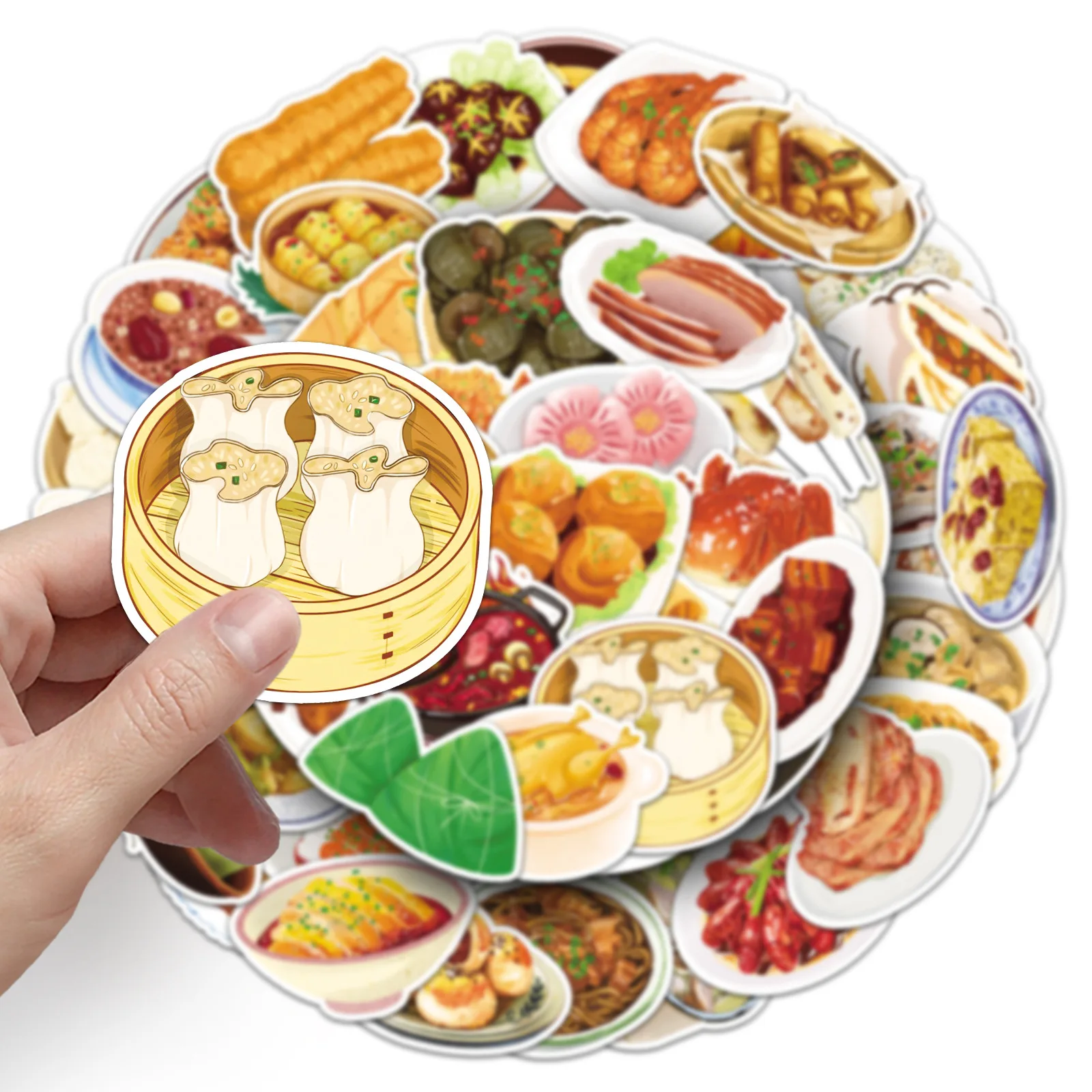 

10/50PCS Traditional Chinese Food Stickers Cartoon Spring Rolls Dumplings Doodle Cute Creative DIY Helmet Dining Table Scrapbook
