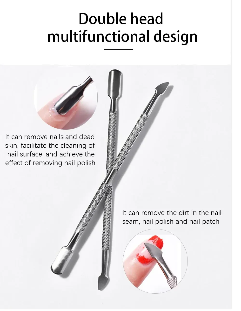 1/3 قطعة انتهازي للبشرة الفولاذ المقاوم للصدأ مزيل الجلد الميت مانيكير الأنظف العناية بالأظافر أدوات مانيكير أدوات Repousse بشرة