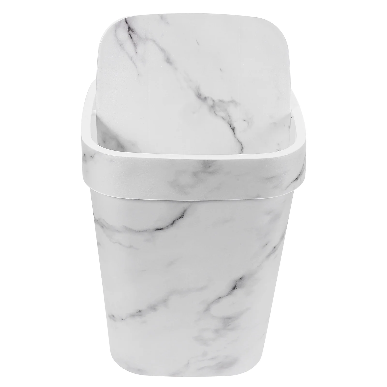 

Marbled Trash Can Bedroom Garbage Office Dorm Bathroom Bin Kitchen Swivel Cover Small