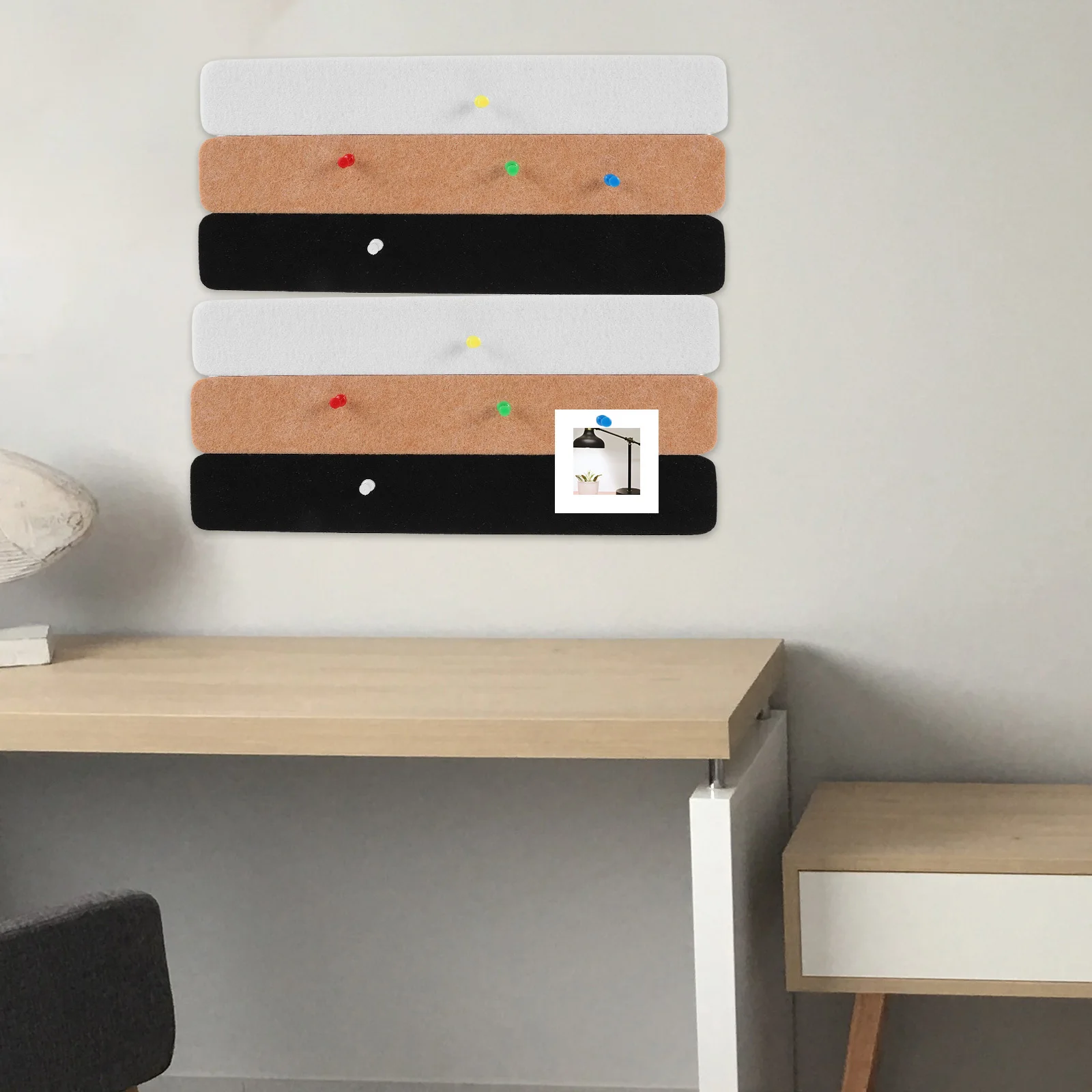 

Felt Bulletin Board 1Set Note Strips Adhesive Backing Push Pins Office Supplies Memo Pad Decorative Wall Display Board