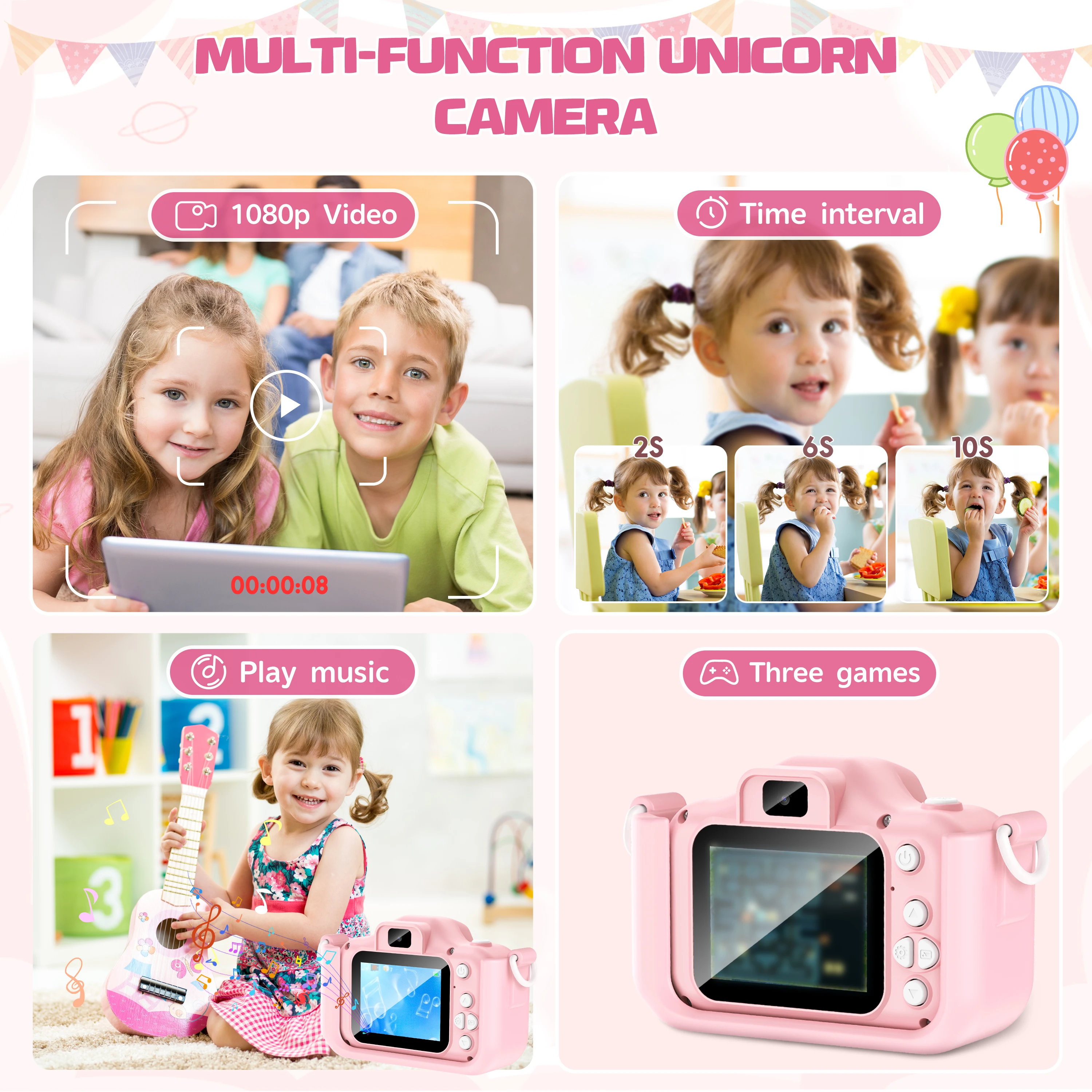 Children Camera 1080P HD Toddler Digital Video Camera 2.0-inch Kids Camera with Silicone Cases Toys for Christmas Birthday Gifts