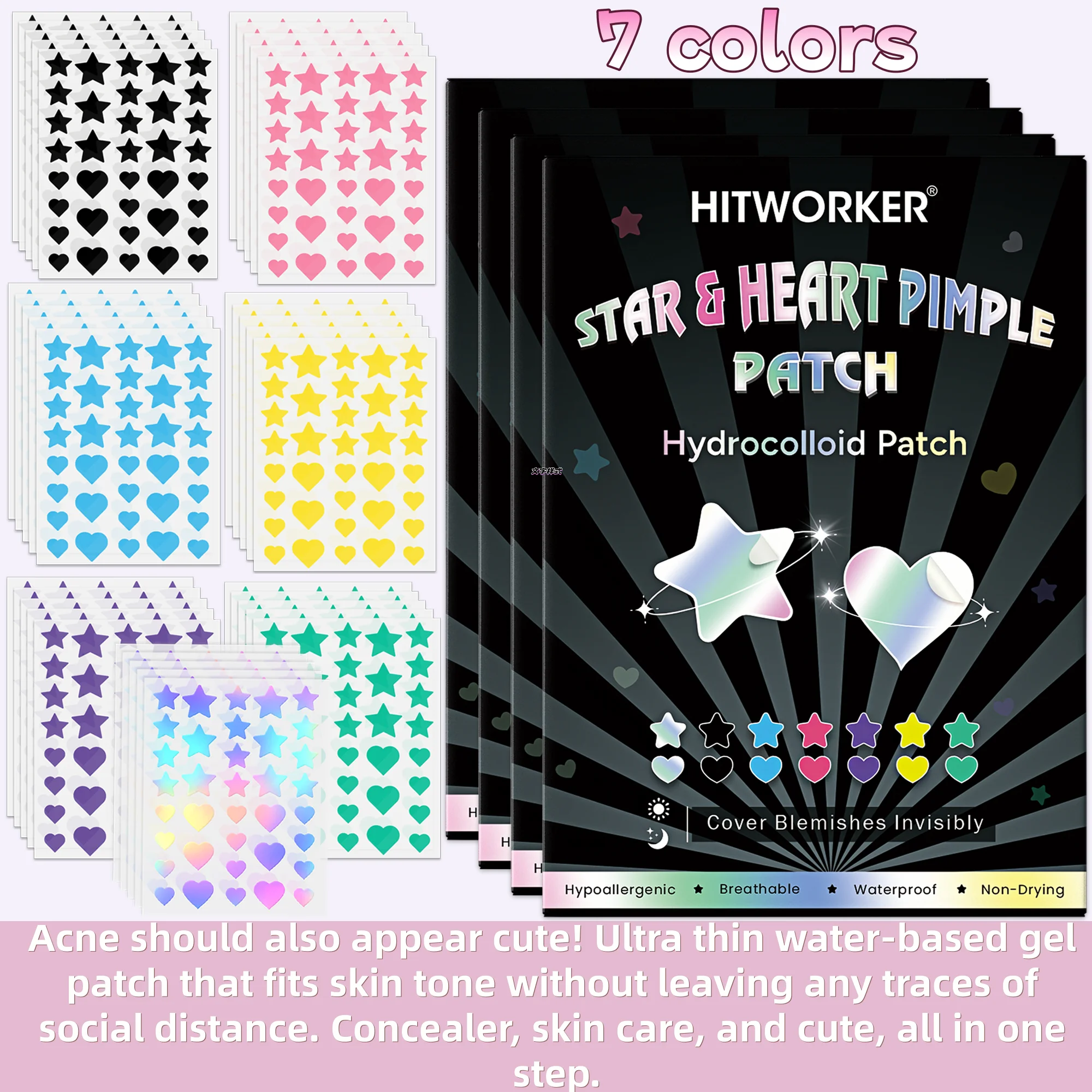 1008/504 pieces/box star shaped acne patch set - deep cleansing high-quality water-based acne stickers, gentle and skin friendly image 2