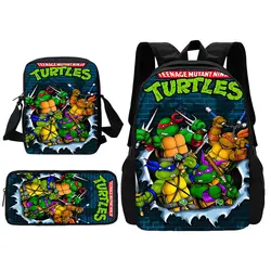 Teenage Mutant Ninja Turtles Child School Backpack With Shoulder Bag Pencil Bags School Bags for Boys Girls Best Gift