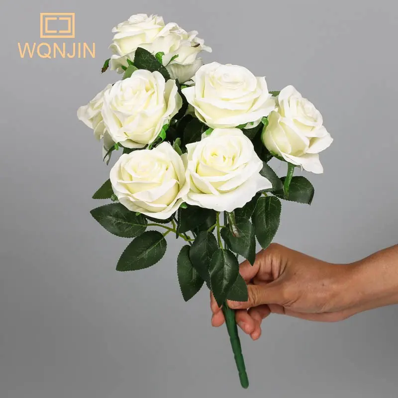 9 Köpfe lila künstliche Blumen Heimdekoration 9 Farben Schönheit Seide gefälschte Blume speziell für Hochzeit und Festival Dekoration – Detail 10