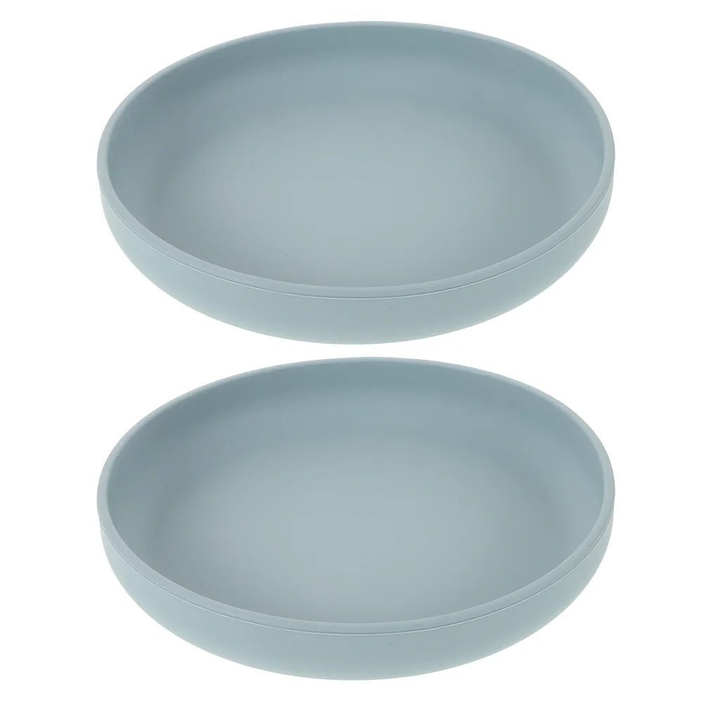 

2 Pcs Tableware Anti-spill Dinner Plate for The Elderly Kids Plates Silica Gel Proof Scoop Bowl