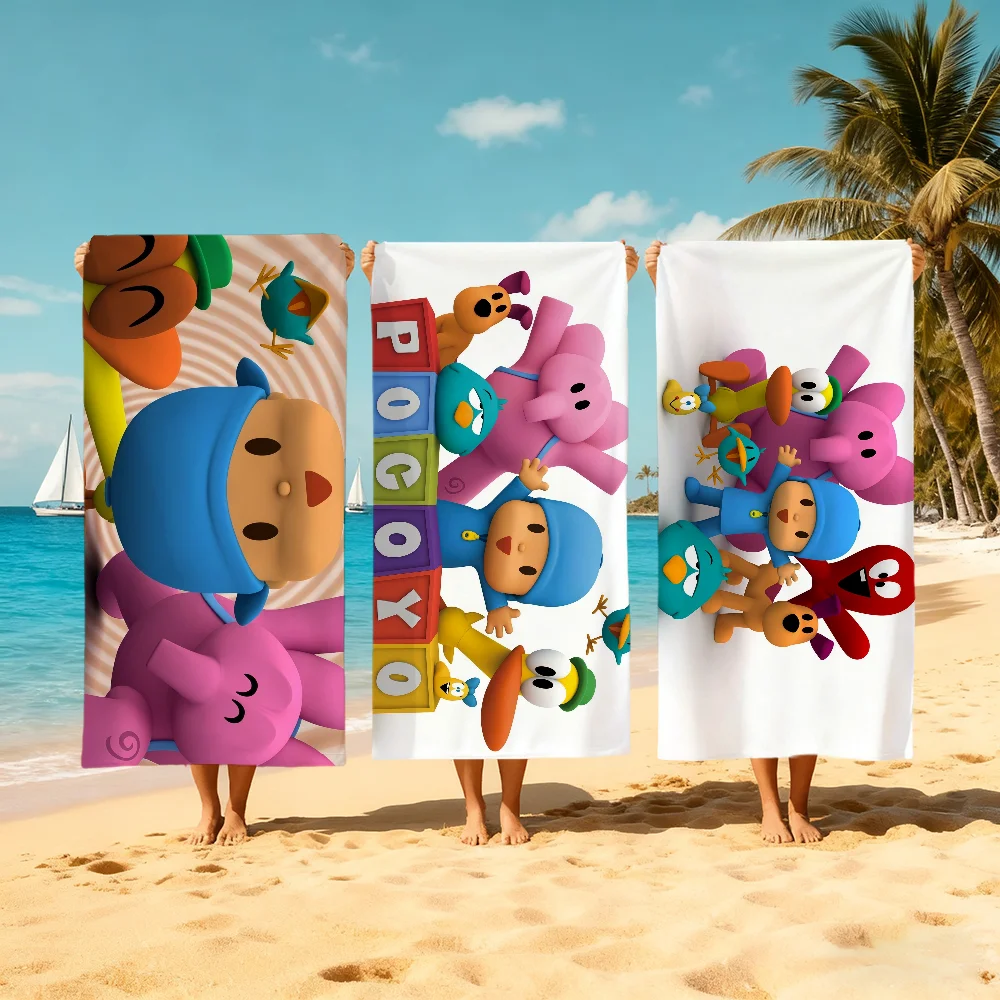 

Милое мультяшное полотенце P-P-pocoyo-o, быстросохнущее, мягкое, для пляжа, бассейна, в подарок для путешествий, спортзала, душа, кемпинга, спорта