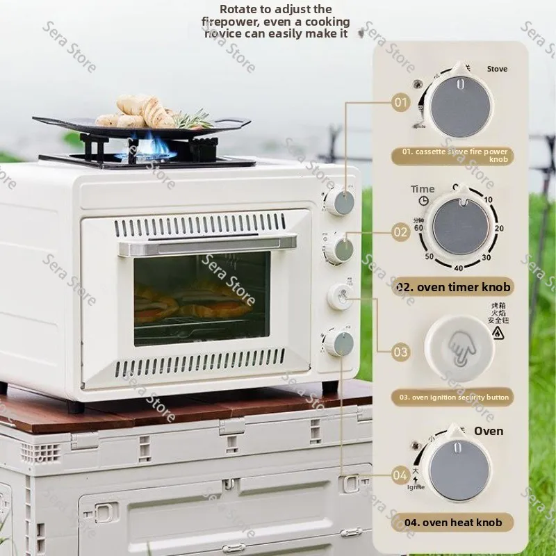 Portable Gas Oven, Field Camping, Integrated Casserole, 25-30L Oven