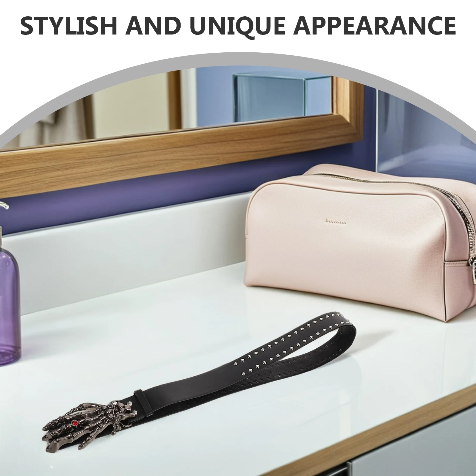 

Studded Belt Gothic Punk Rock Pu Skull Buckle Waistband For Men Women Adjustable Unisex Rivet Accessory