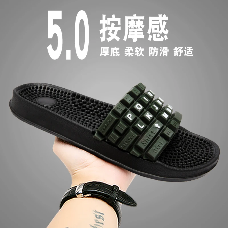 

Comfortable Foot Massage Slippers Simple One Strap Design Non-slip Wear-resistant Slides For Men Women Home Beach Bathroom Use