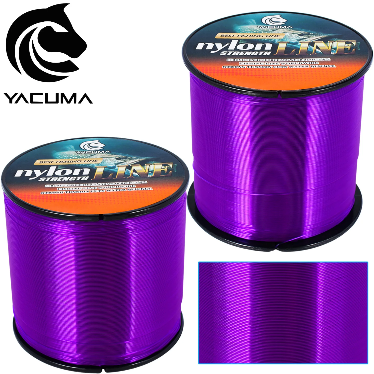 YACUMA 300M/500M Starke Nylon-Monofilament-Angelschnur, glatt und mit geringer Dehnung, für Süßwasser- und Salzwasser-Angelzubehör