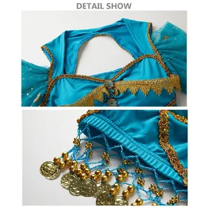 Jasmine Sari Fantasy Rave Fantasy für Frauen, Halloween -Cosplay, Bauchetanz, Upper -Kleid für Erwachsene, indisches Arabisch, Bollywood -Kleidung, Halloween -Anzug 8 Hauptverkäufe indischer Kleidung Sari - №5