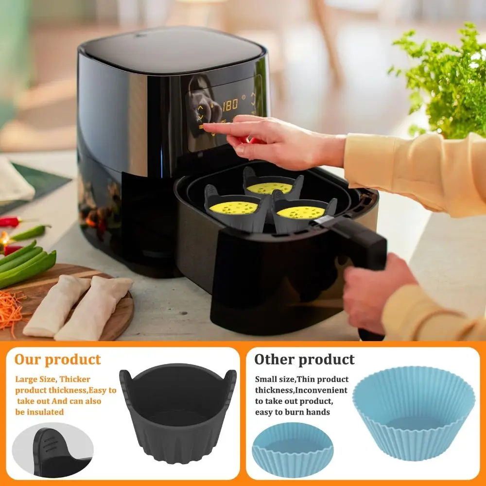 Air Fryer Egg Poacher Air Fryer Egg Moulds Silicone Egg Poaching Cups Reusable Silicone Baking Cups Heat-Resistant Egg Poacher