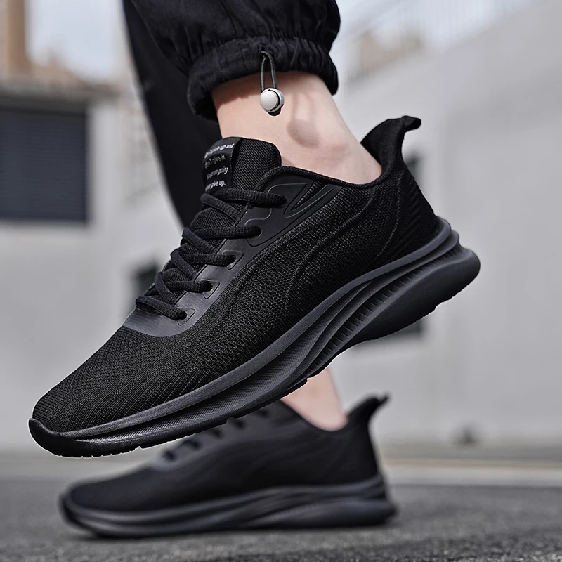 2023 New Summer Sports Shoes Soft Running Shoes Thick and Breathable Vulcanized Shoes Lace Up Mesh Men's Casual Shoes