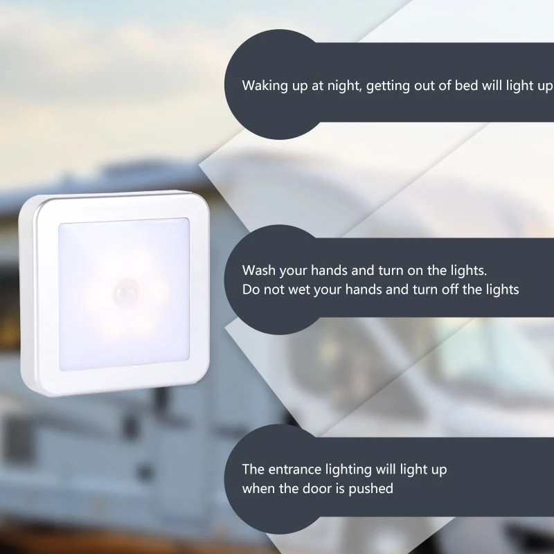 Motion Controlled Human Body Sensor LED Night Light Smart Battery Operated For Baby Room Hallway Pathway Home Light