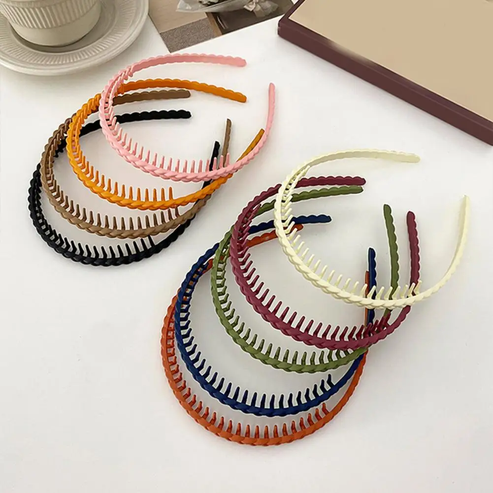 여성용 미끄럼 방지 프로스트 브레이드 머리띠, 탄성 헤어 후프, 얼굴 세척 목욕용 치아, 단색 여성