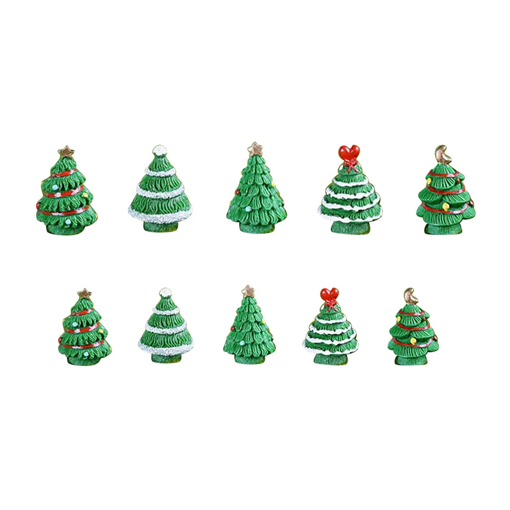 

8 Pcs Small Christmas Tree Fun Decor Accessory Resin Desktop Ornament Decorations Microlandscape