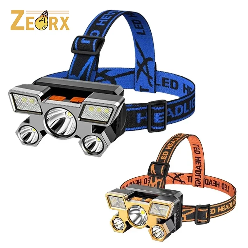 

5Leds Headed Headlights, Head-Mounted Lamp Flashlight, Long-Range Super Bright, 4 Modes, USB Rechargeable for Fishing, Camping