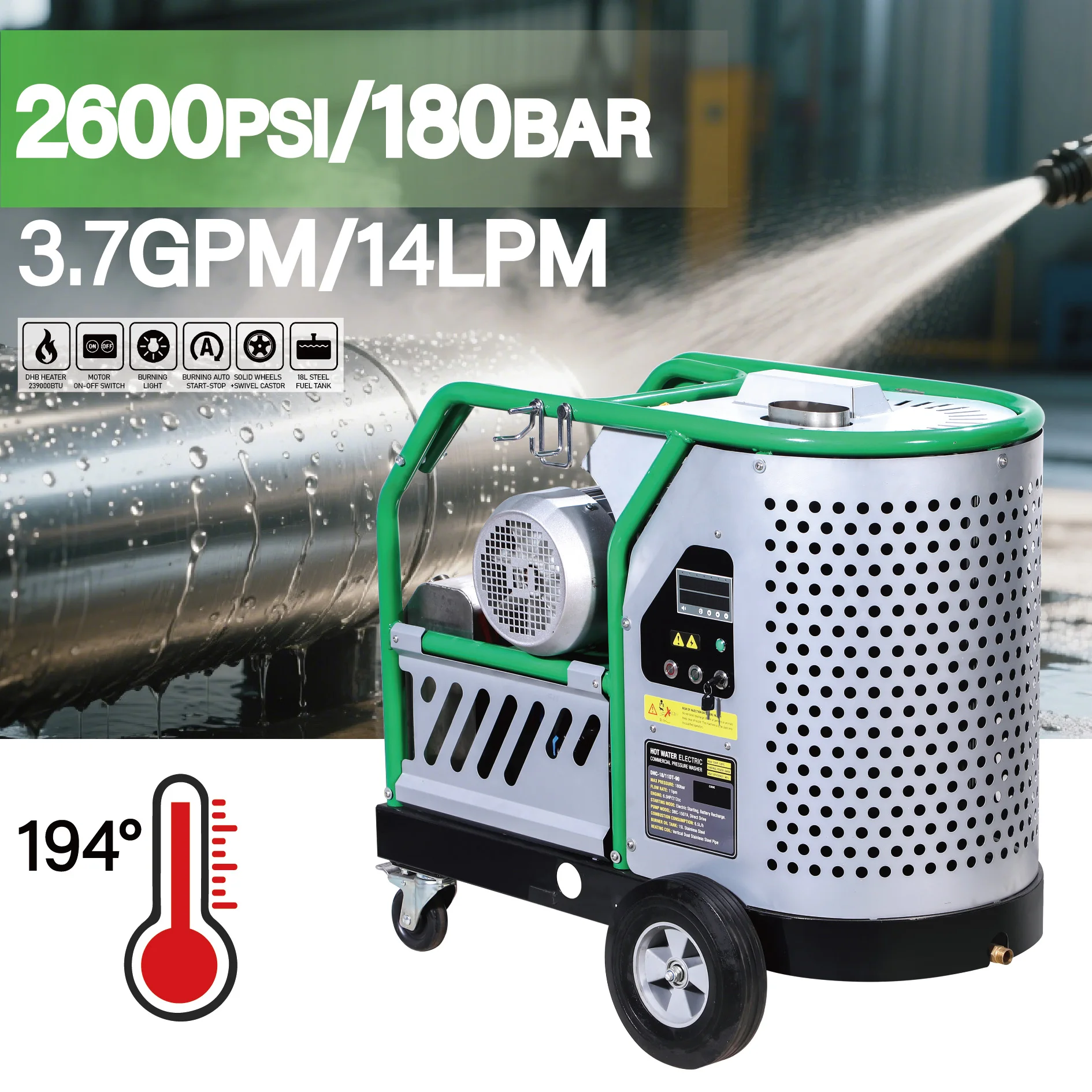 Commercial Heavy Duty Hot Water Steam Power Powered Engine Washers High Pressure Washer Machine